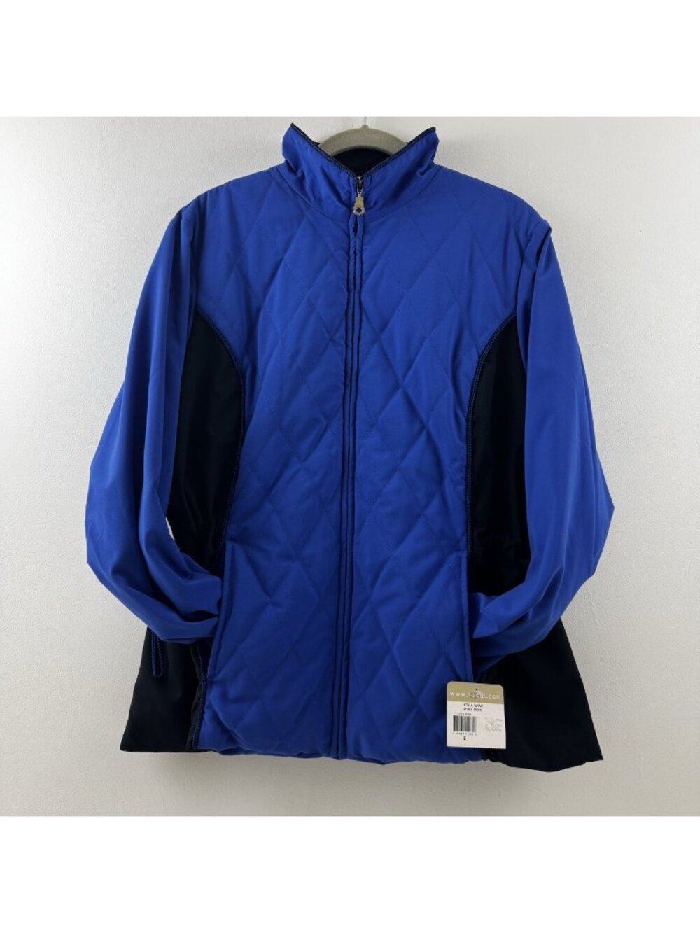 Teddi Sport Blue & Black its a wrap Vintage Full Zip Women’s Jacket Size Small